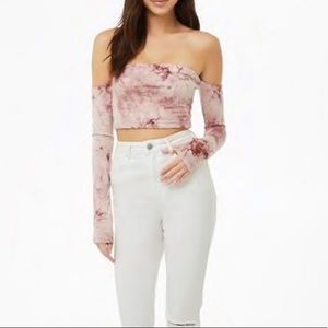 Tie Dye off the shoulder crop top